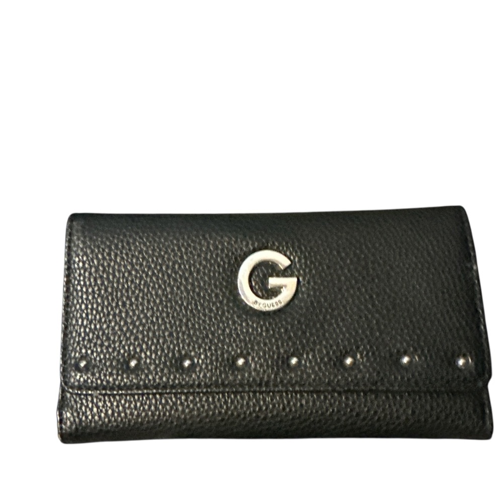 Guess Black Pebbled Wallet with silver Stud Accents call out in back not bad